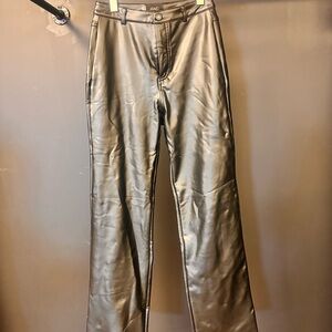 AMO Black Faux Leather Straight Leg Pants